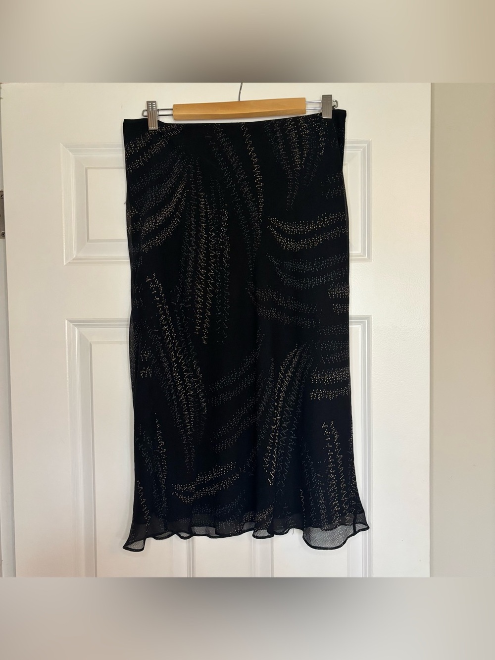 Y2K The Limited Silk Dotted Skirt Black and blue dots office ruffle size M